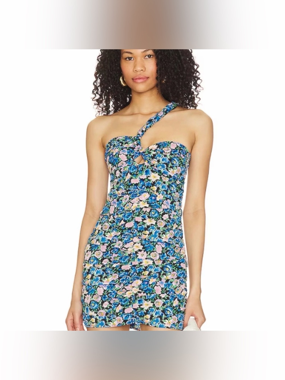 More to come Maggie twist mini dress One-Shoulder Floral Blue pink NWT small